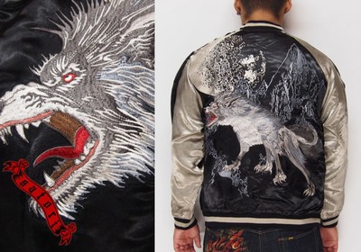 JAPANESE SUKAJAN Jacket satori reversible wolf moon EMBROIDERY