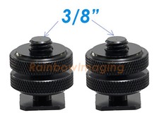 2 Pcs Hot Shoe to 3/8" Male Post Adapter for Tripod, Led light, Monitor