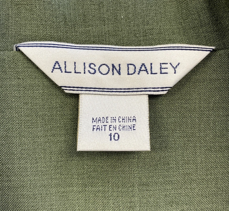 Allison Daley Womens army green 3/4 sleeve button front collared cover jacket 10 - Image 3 of 4