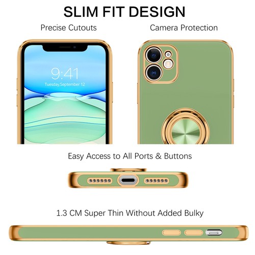 For iPhone 11 6.1" Case Shockproof Protective Rugged Cover & Golden Ring Holder - Bild 39 von 136