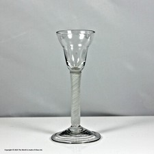 Rare Georgian multi spiral opaque twist wine glass, pan-top bowl, folded foot