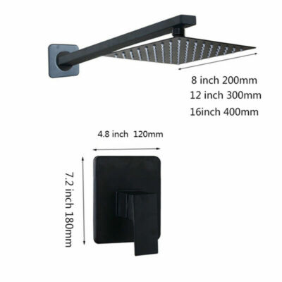 Matte Black Bathroom Shower System 8 Inch Rainfall Showerhead Round Lu