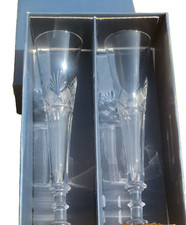 Crystal Champagne Flutes Czech Bohemain Glasses Set of 2 In Box