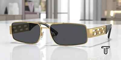 VERSACE | NEW | 2257 1002 - 87 | 60 | GOLD | DARK GREY | NON POLARIZED