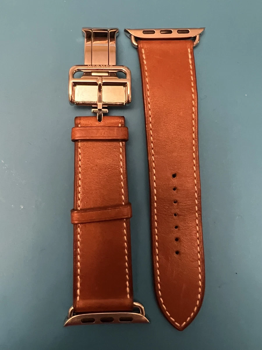 HERMES Barenia 44mm Apple Watch Single Tour Band Fauve 960708