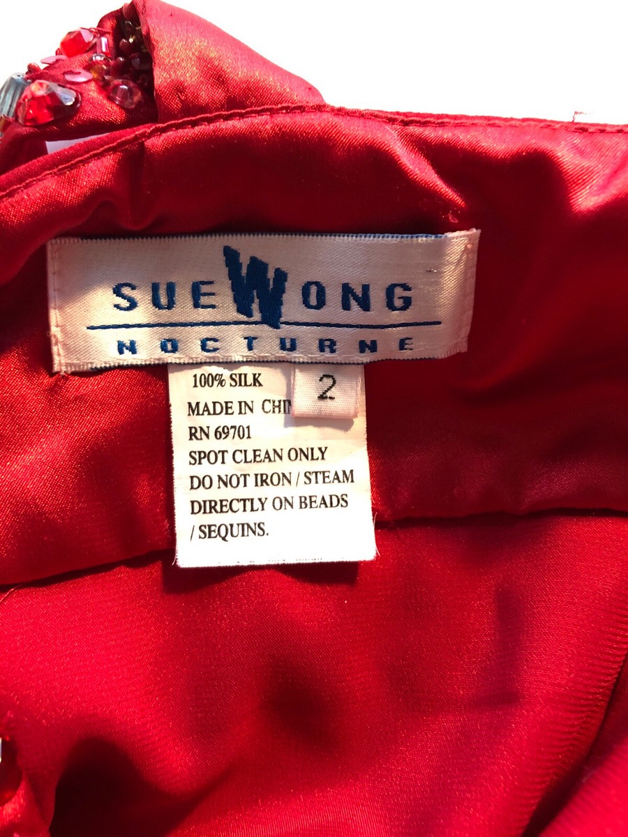 SUE WONG Nocturne ビーズ装飾 シルクドレス サイズ2 SUE WONG Nocturne Size 2 Red Silk Beaded Fit Flare Dress VTG | eBay