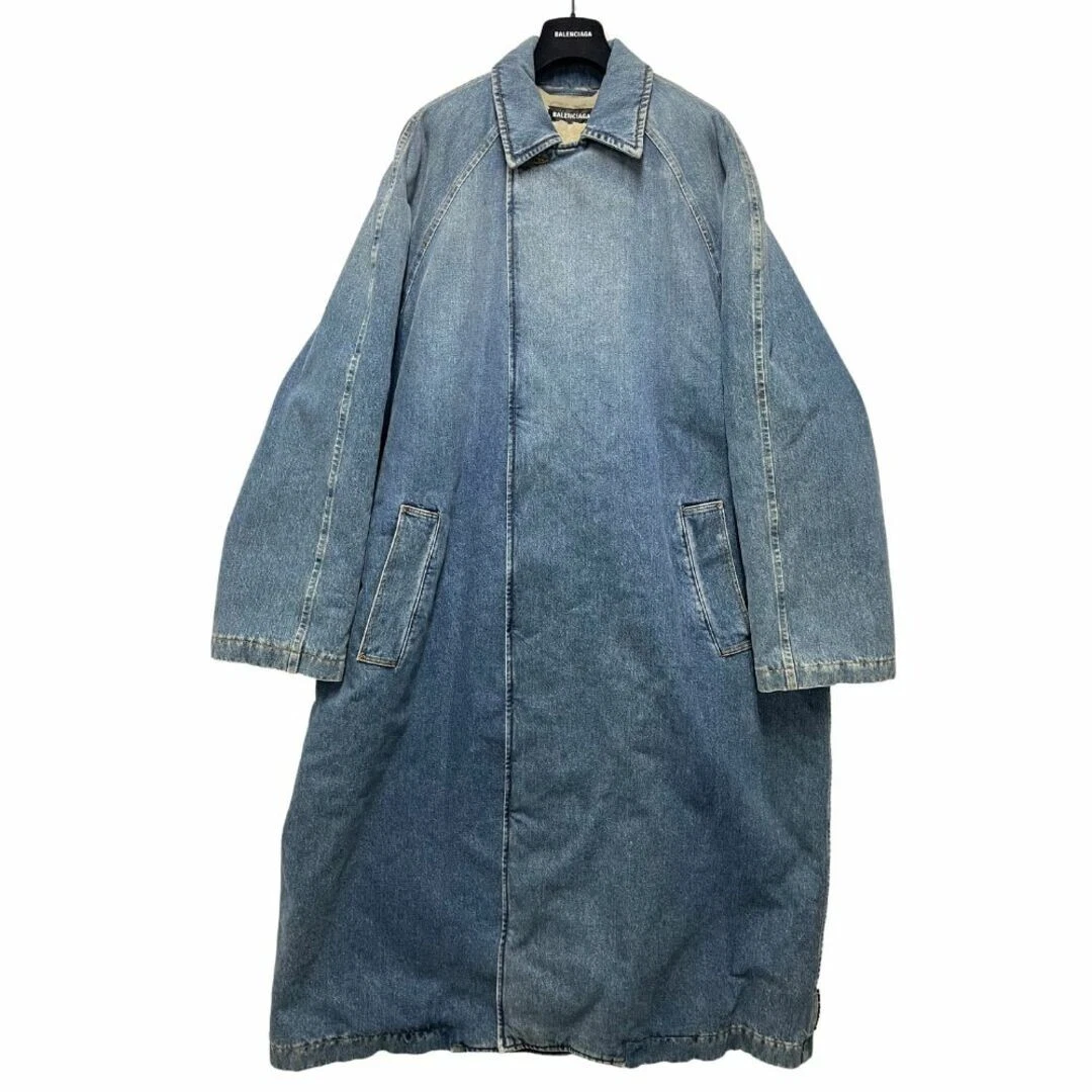BALENCIAGA 2019 600286 Giacca cappotto denim foderato boa blu 44 originale 36427 GIAPPONE