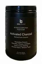 LARGE - Less-Mess Jar - Coconut Activated Charcoal Powder - Food Grade, Kosher