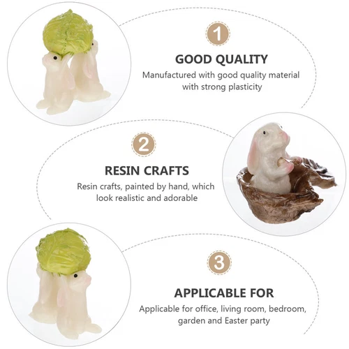 2 Stück Mini Tier Deko Niedlicher Hase Ornament Basteln Deko Wohndeko - Bild 12 von 13