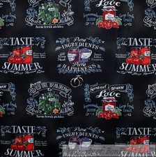 BonEful Fabric FQ Cotton Quilt VTG Black White B W Kitchen Garden Vegetable Farm