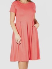24seven Comfort Apparel Women Pink Short Sleeve Midi Dress Plus Size 2X