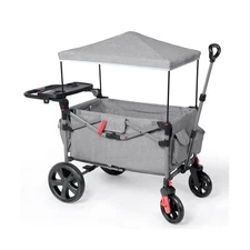 EVER ADVANCED Foldable Wagons for Two Kids & Cargo, Collapsible Folding Strol...