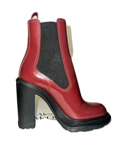 $1,150 Alexander Mcqueen Leather Chelsea Block Heel Women's Boots 37