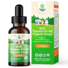 Liquid Vitamin D3 Drops for Kids - Organic Vegan Vitamin D for Kids and Babies