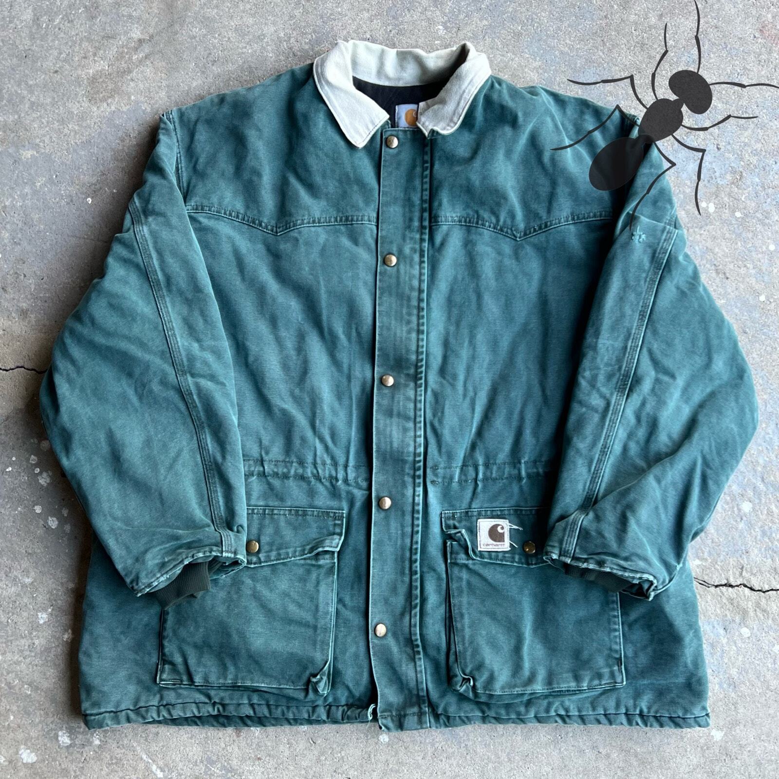 Vintage Carhartt cq7043 green chore work wear coat jacket