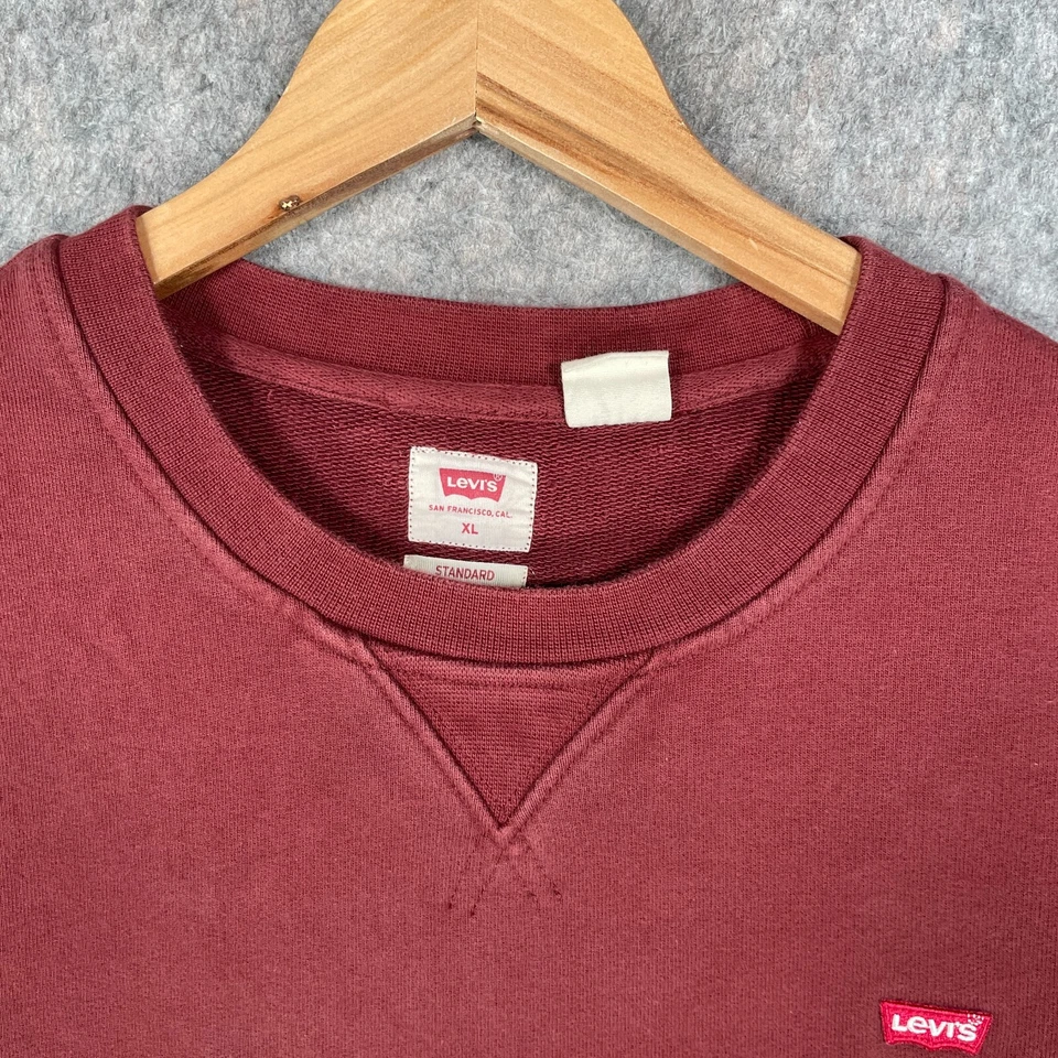 Levis Sweatshirt Mens XL Red Spell Out Logo USA Jumper Streetwear Casual Top - Image 4 of 4