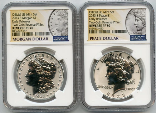 2023-S Morgan & Peace Silver Dollar NGC PF 70 ER Reverse Proof 2-Coin Set JP996