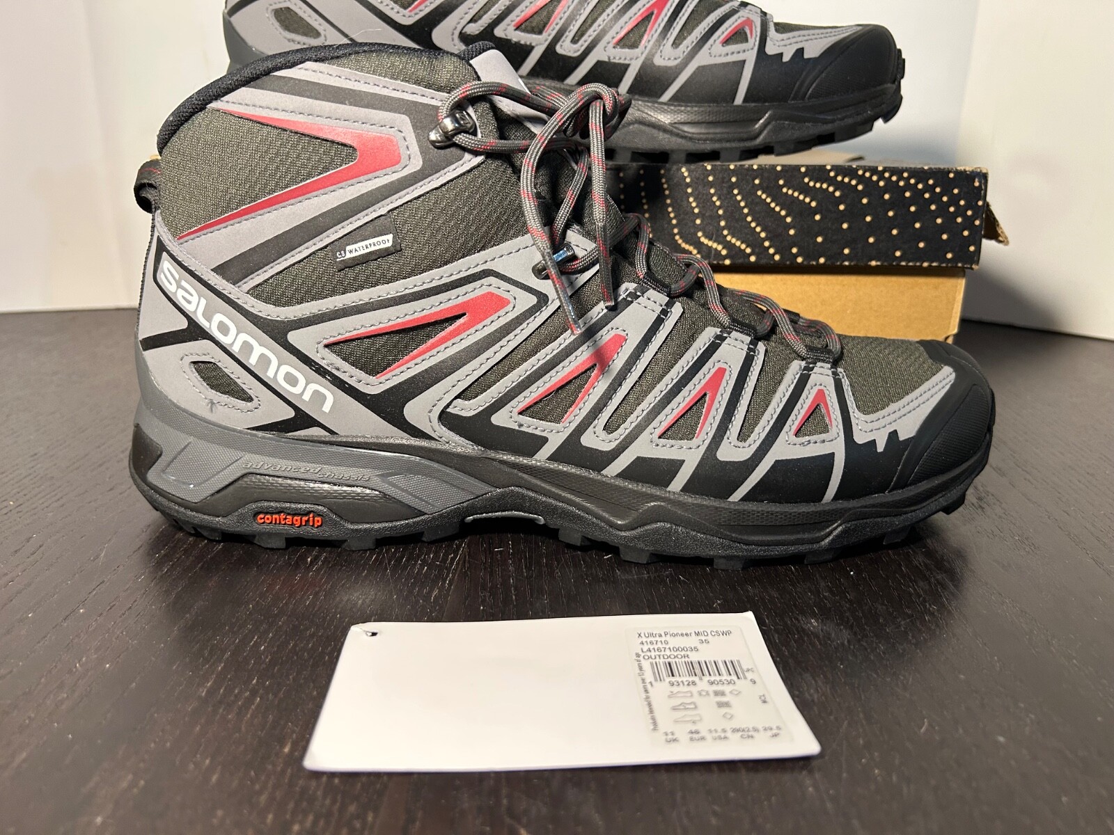 Scarpe da trekking Salomon X Ultra Pioneer Mid CSWP nero grigio rosso da uomo taglia 11 5