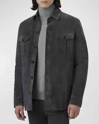Authentic New Men's Dark Gray Suede Leather Shirt Pure Lambskin Made To Measure