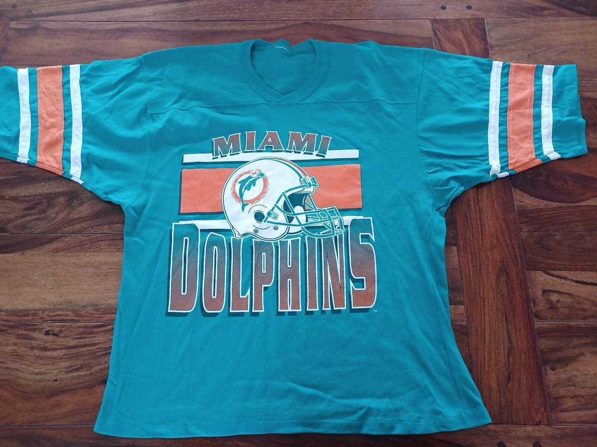 Vintage 80s Logo 7 Miami Dolphins T-Shirt XL VTG USA V-Neck Vintage 80s Logo 7 Miami Dolphins T-Shirt XL VTG USA V-Neck