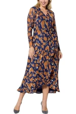 C Wonder by Christian Siriano Women's Mesh Ruffle Hem Dress Blu/Brown