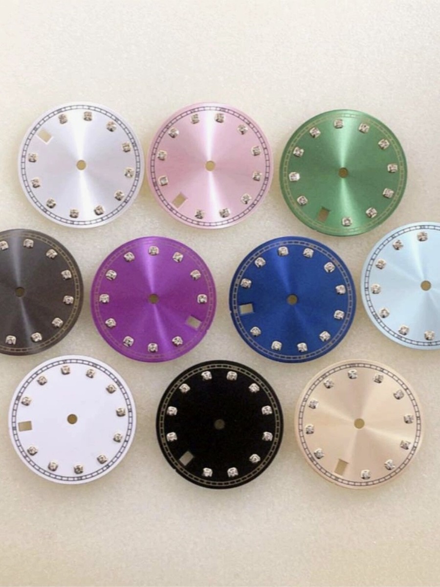 28.5mm Pure Metallic Simple Diamond Stone Watch Dial for NH35/36