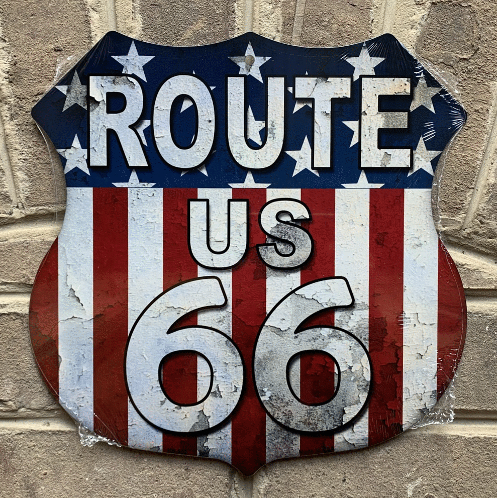 Route 66 USA United States Flag 11" Highway Shield Metal Sign Patriotic ...