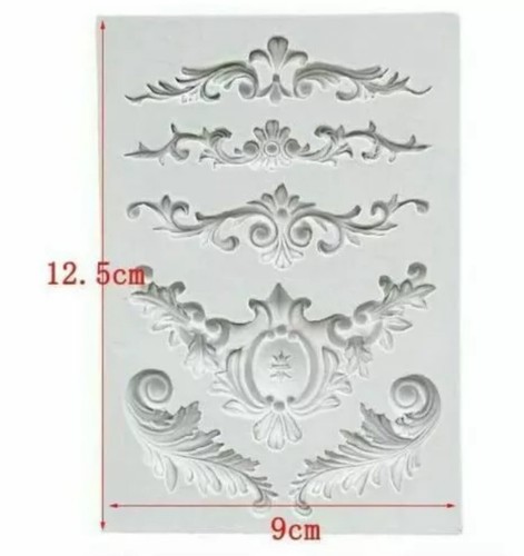 Multi Vintage Baroque Lace Decoration Silicone Mould Floral Love Sugarcraft - Picture 2 of 2