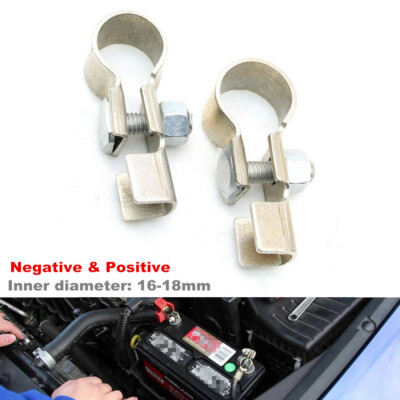 Pair Battery Pure Copper Terminal Clamp Clips Connector Negative Positive Kit