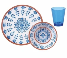 Certified International PORTO  12 piece Melamine Dinnerware Set, Service for 4