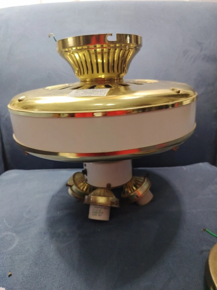 "Ventilador de techo blanco vintage años 90 52"" piezas latón Ul 88g7 E77298 # 001484 probado" Foto 2 de 4