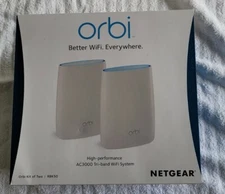 Netgear Orbi AC3000 White, Pack of 2 (RBK50-100NAS) with RBW30 Satellite plug