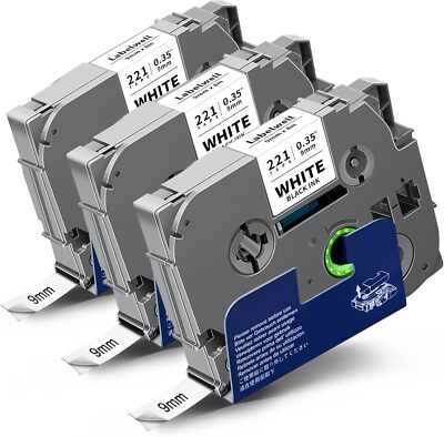 3x Schriftband TZe-221 9mm für Brother P-Touch PT-H100LB E100 D200 1000 1010