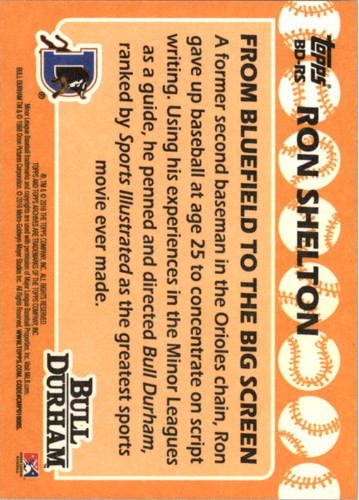 2016 Topps Archives Bull Durham #BDRS Ron Shelton - casi nuevo como nuevo - Imagen 2 de 2