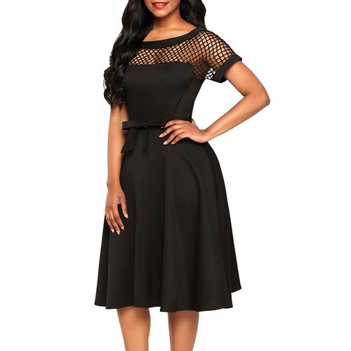 Vestito donna abito mini abito rete skater elegante svasato cerimonia  DL-2268 | eBay