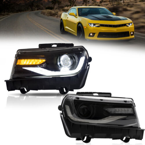 2PCS VLAND LED Projector Headlights For 2014 2015 Chevrolet Camaro W/ Sequential - Photo 1 sur 10
