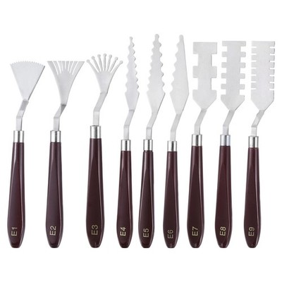9teiliges E1E9 MalpaletteMesserset aus Edelstahl, Kunstspachtel, Mischpalette...