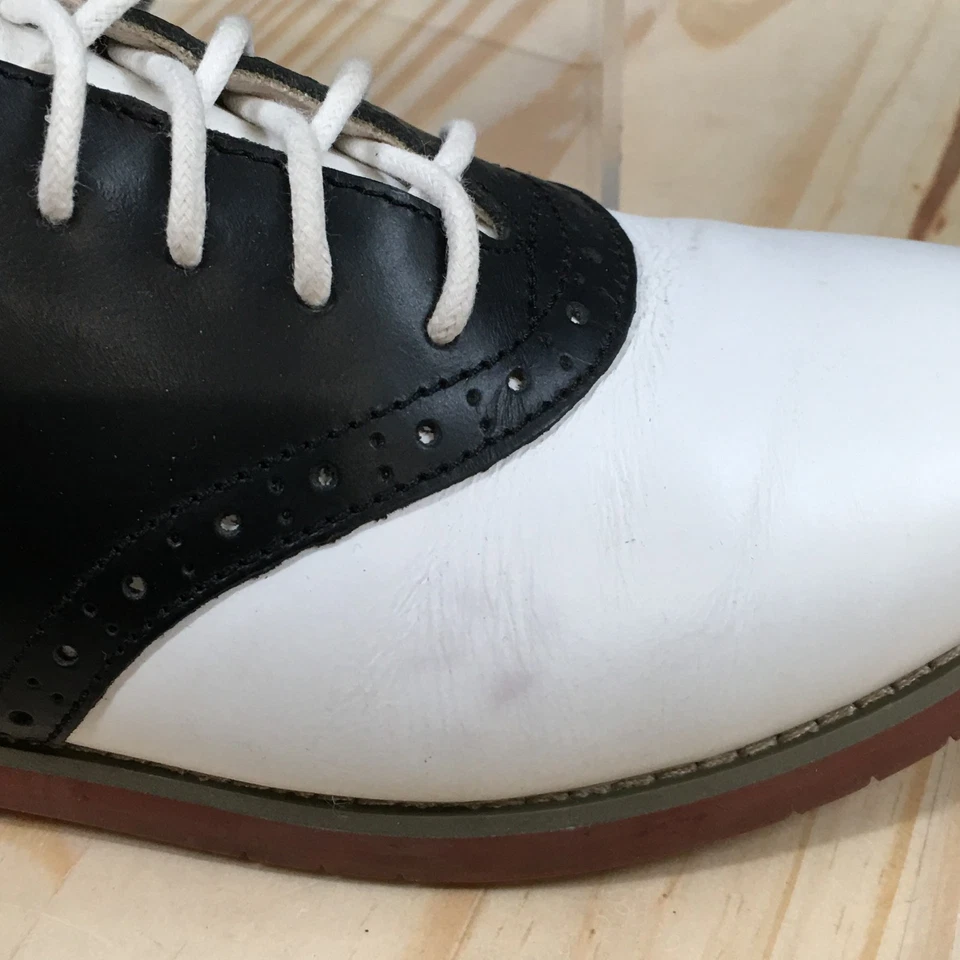 Eastland Shoes Womens 7.5 M Sadie Saddle Oxford White Leather Lace Up Low Top - Image 2 of 4