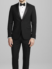 JOS A BANK Black Tuxedo Tux Full Suit 40L Wool