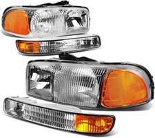 1999-2007 Sierra 1500 2500 3500 1500 Yukon Chrome Amber Headlights Left Right