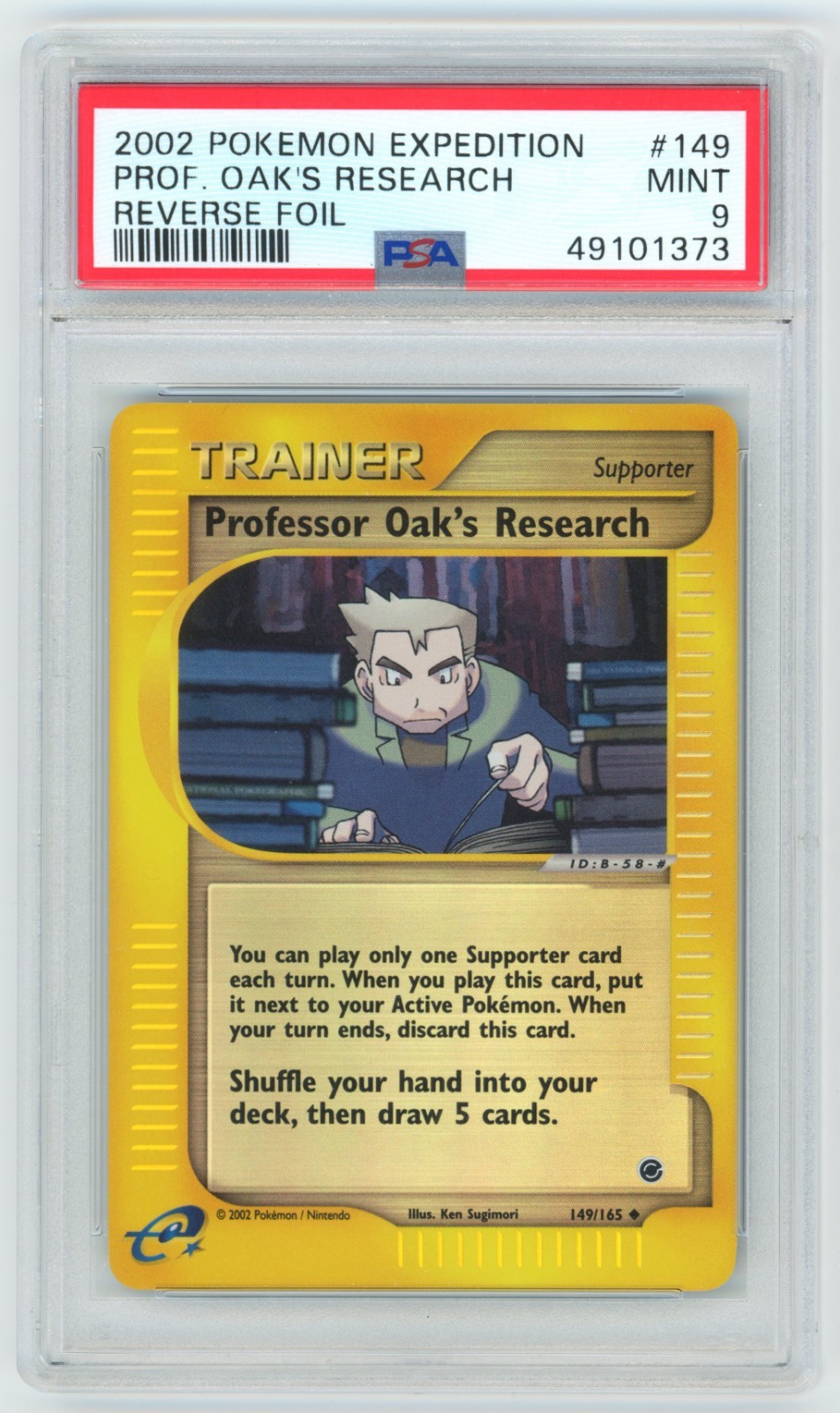 PSA 9 Professor Oak's Research Reverse Holo 149/165 Expedition Pokemon 2002