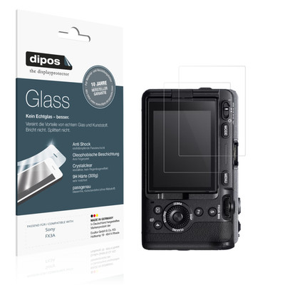 2x Schutzfolie für Sony FX3A - Anti-Shock 9H Folie dipos Glass Kunststoffglas