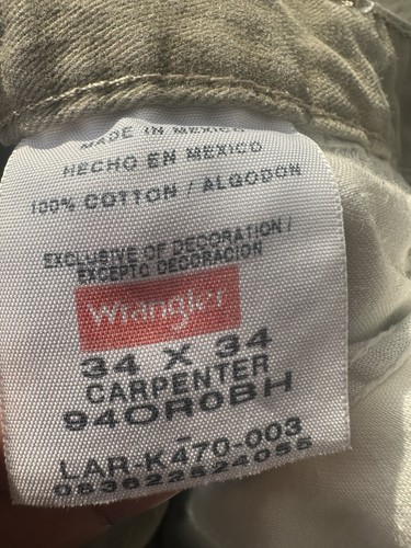 Wrangler OriginalsY2K Pants Mens 34X34Tan Khaki Carpenter Painter Loose WorkWear - Picture 8 of 10