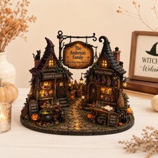 Personalized Witch Market Wooden Tabletop Decor | Halloween 2D Layered Wood