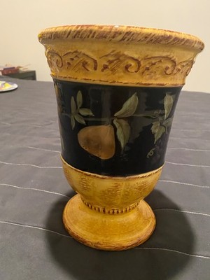 Raymond Waites Pompeii Pedestal Planter Vase Pear Grape Fruit Motif Tuscan Decor