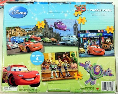 4 Puzzle Pack 3D 192pc Cardinal Disney Pixar 12x9