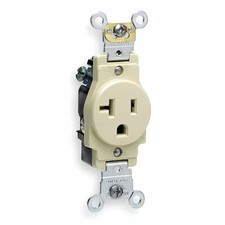 Leviton 5361-I Straight Blade Receptacle, 5-20R, 20 A, 125V Ac, 2 Pole, 3 Wire,