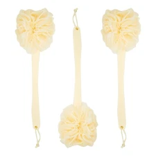 Body Back Scrubber Bath Sponges - 3-Pack Exfoliating Mesh Pouf Shower Brushes