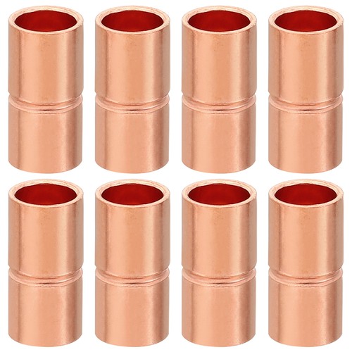 8Pack1/4" ID Copper Coupling Fittings Rolled Tube Stop Straight Welding Joint