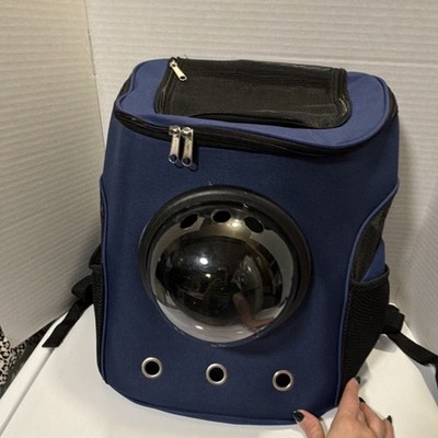 Blue Cat Carrier Bag with Bubble Window, Fabric and Plastic Backpack for Cats
